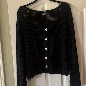 a new day Black Open-Knit Cardigan sz 2X